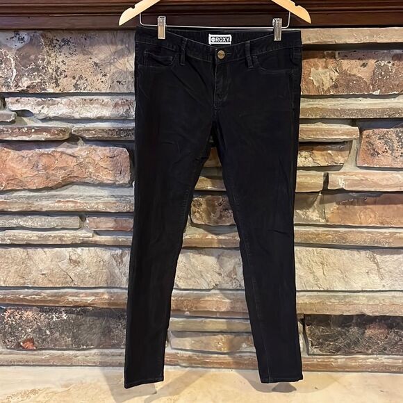 Roxy Black Corduroy Low Rise Slim Pants - Picture 1 of 7